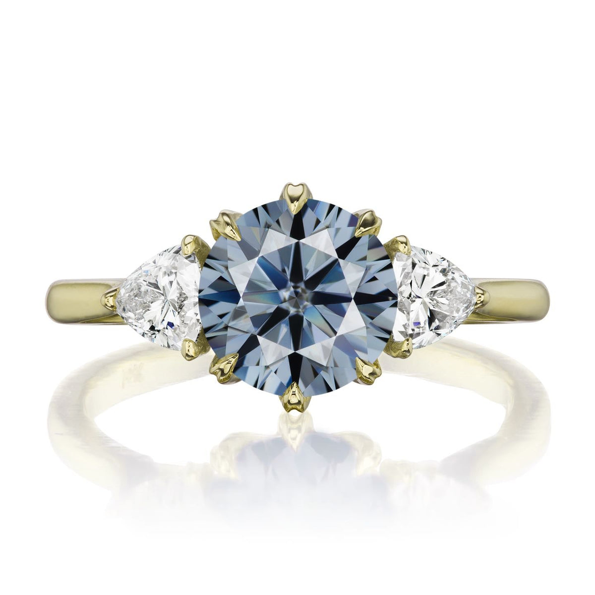 ・MAGNOLIA・Iconic™ Grey Moissanite Center, Trillion Diamonds (1.92ctw)