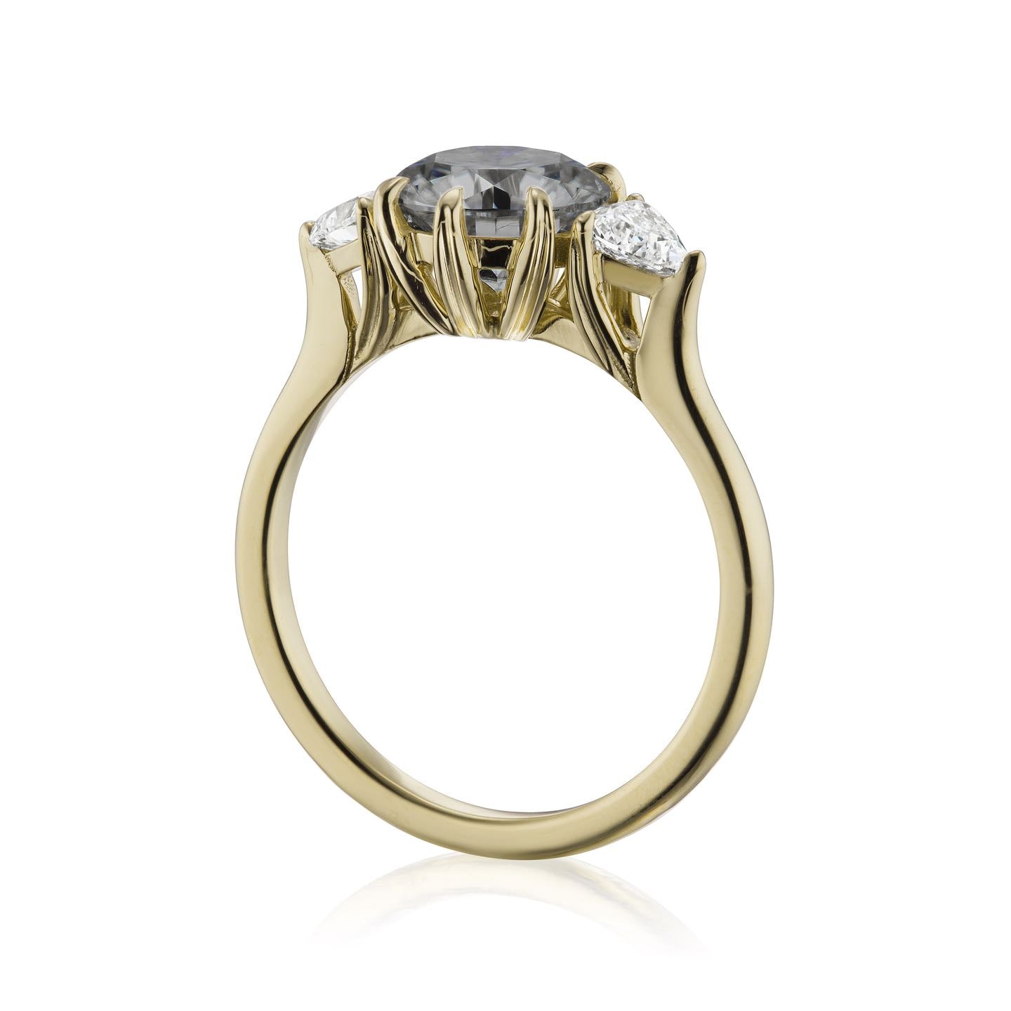 ・MAGNOLIA・Iconic™ Grey Moissanite Center, Trillion Diamonds (1.92ctw)