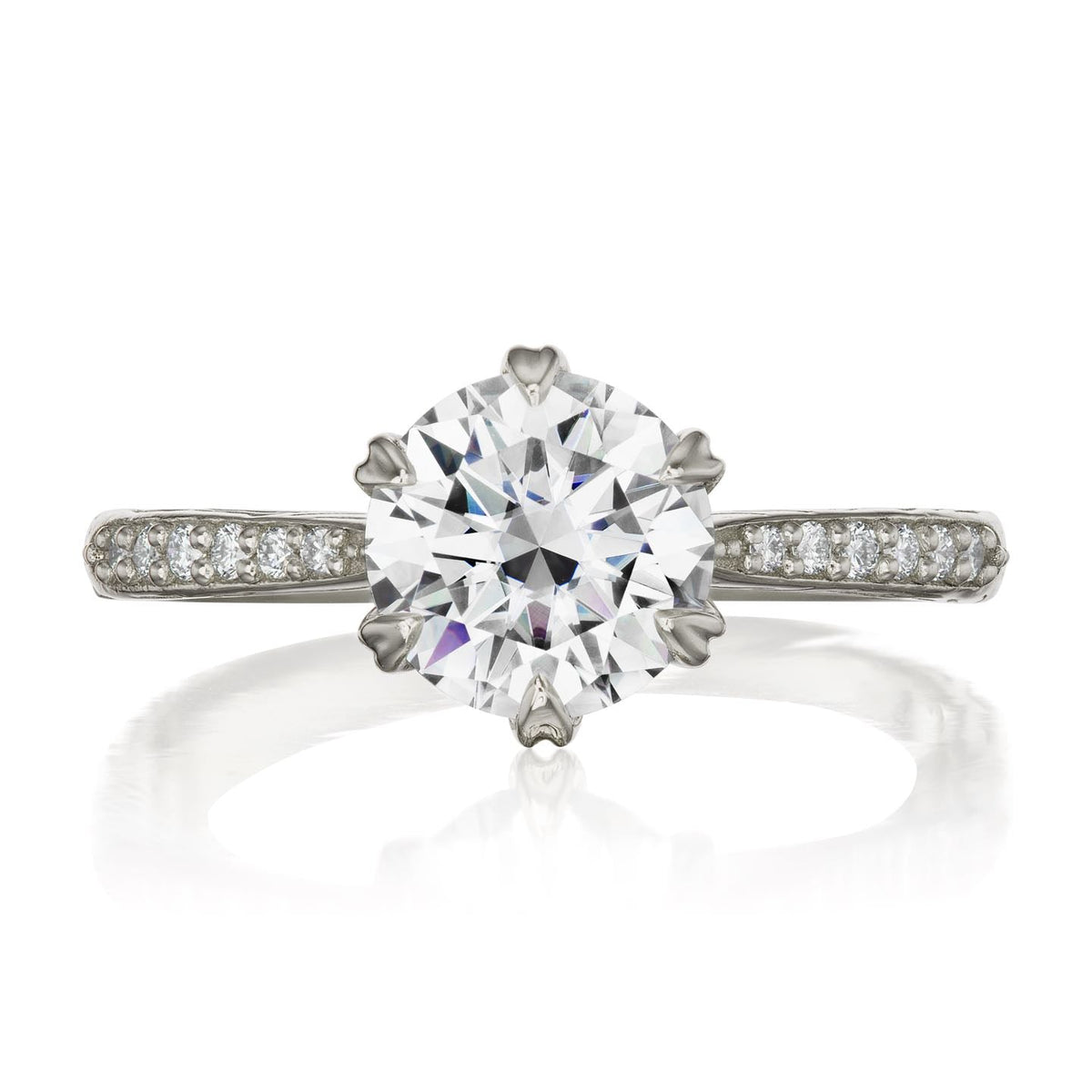 ・CAMILLE・Moissanite Center, Twig Textured Diamond Band (1.5ct Center)