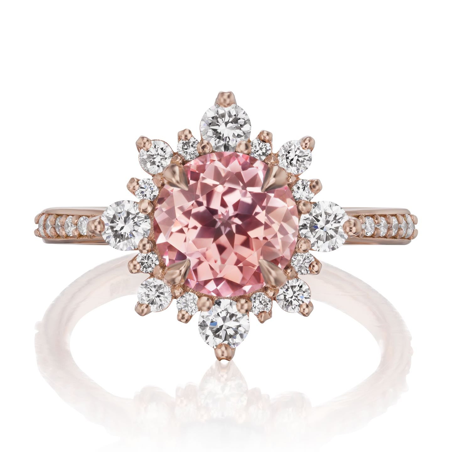 ・REYNA・Peach Sapphire Center, Diamond Halo (2.68ctw+)