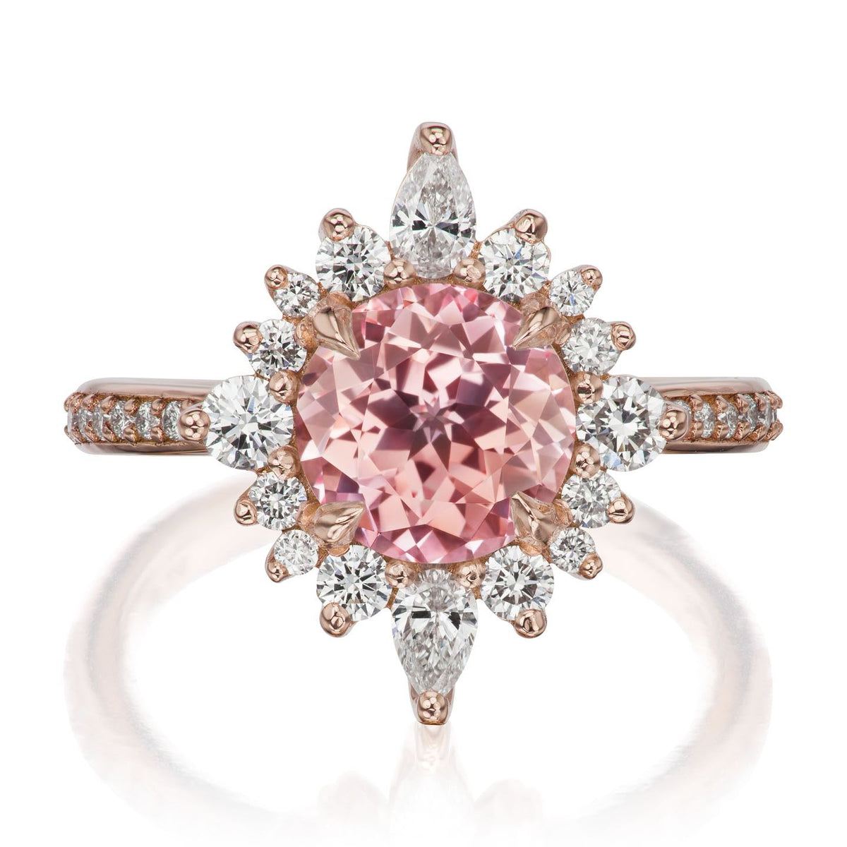 ・ZAHRA・Peach Sapphire Center, Diamond Halo (2.73ctw+)