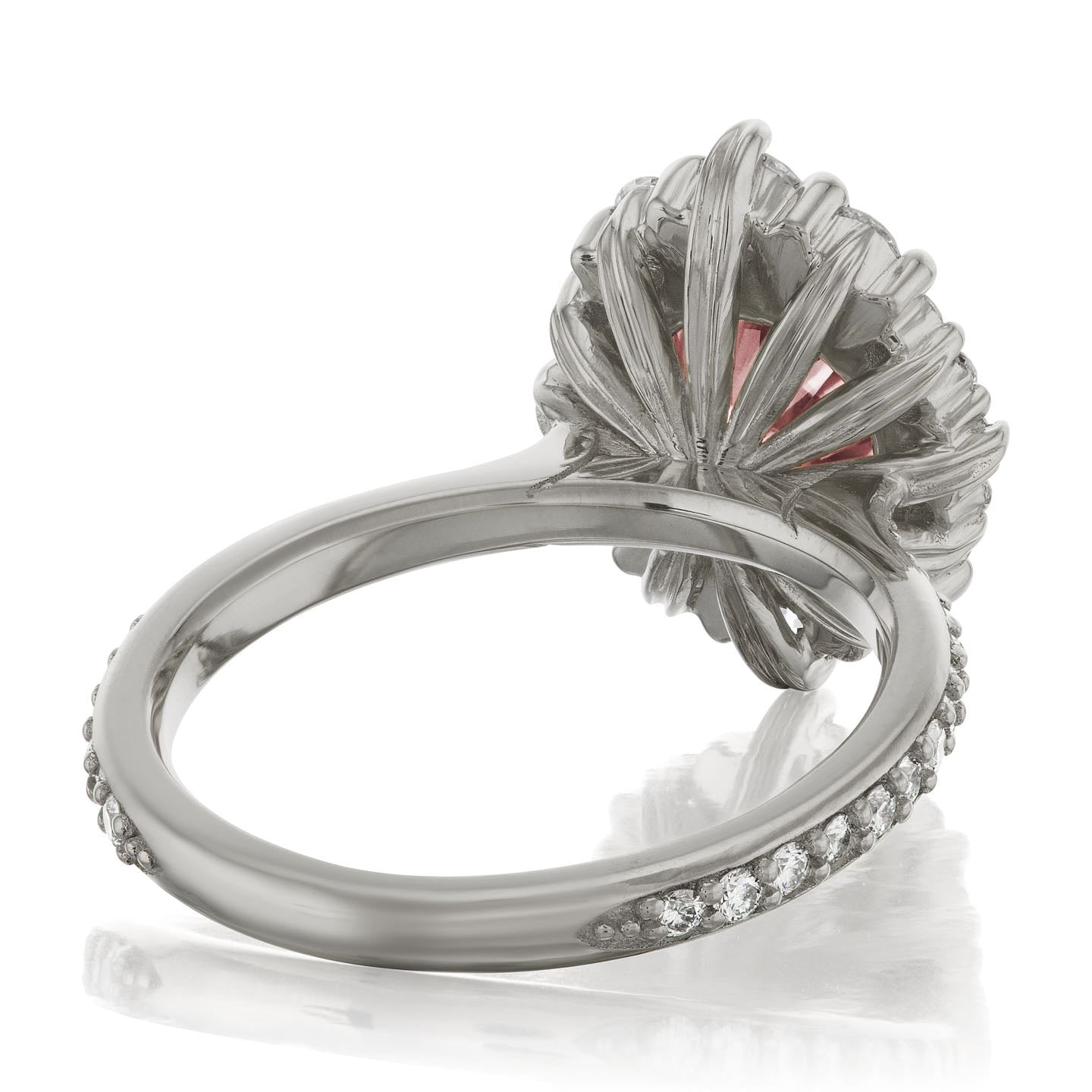 ・EMERSON・Peach Sapphire Center, Diamond Halo (2.68ctw+)