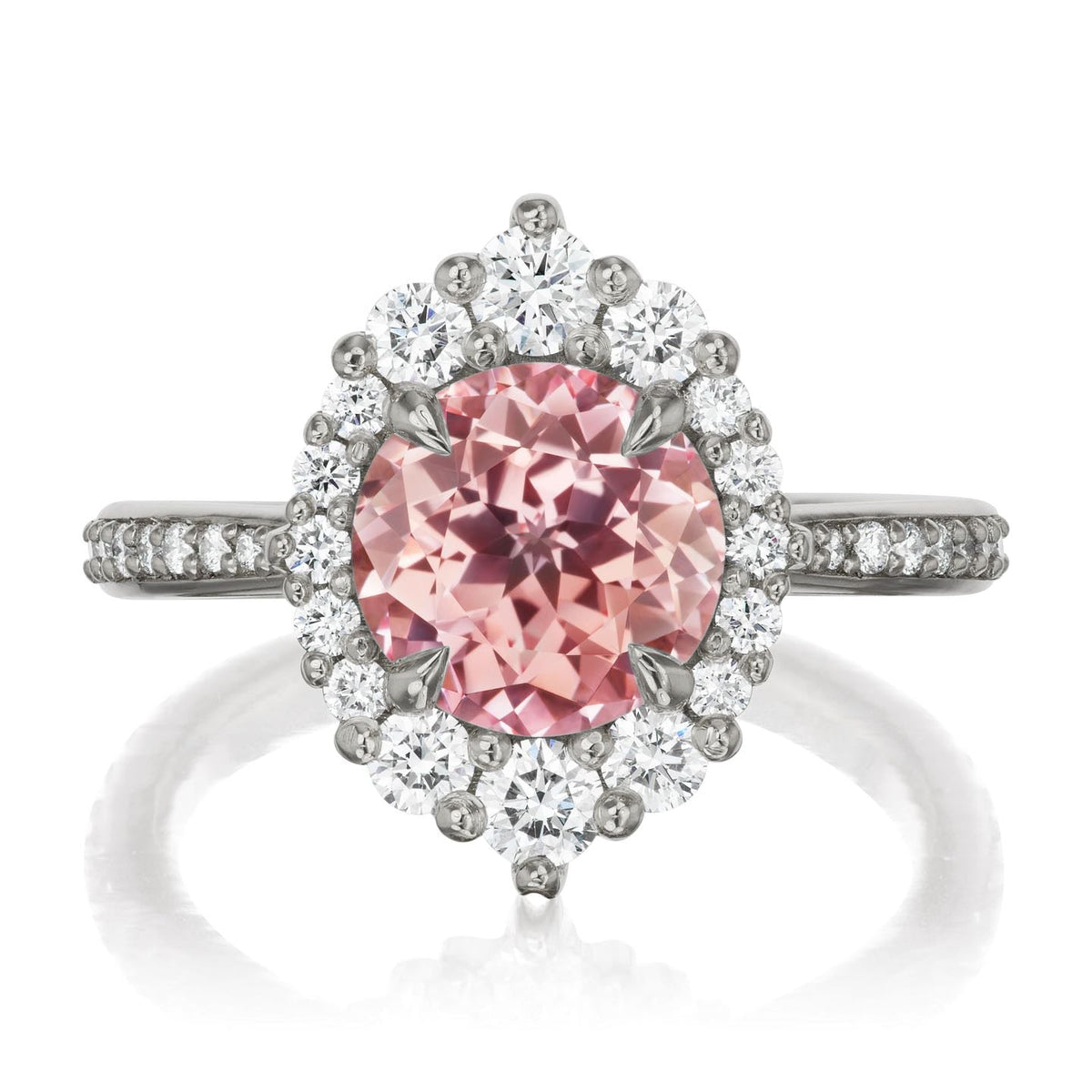 ・EMERSON・Peach Sapphire Center, Diamond Halo (2.68ctw+)