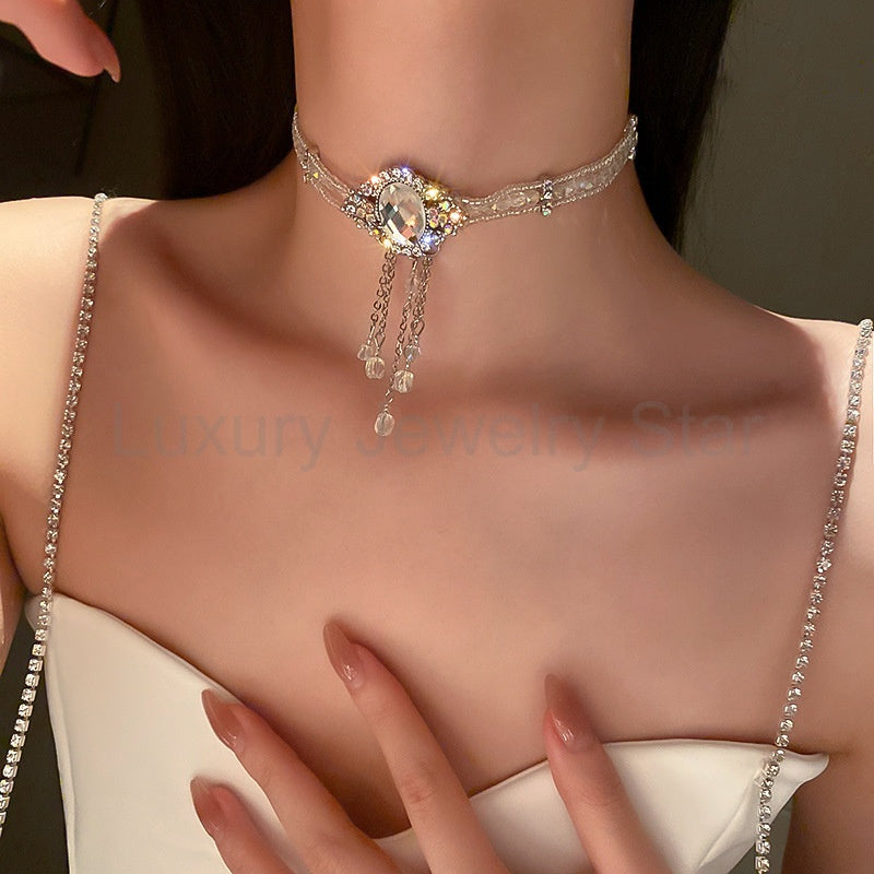 Diamond crystal clavicle Necklace - image 2