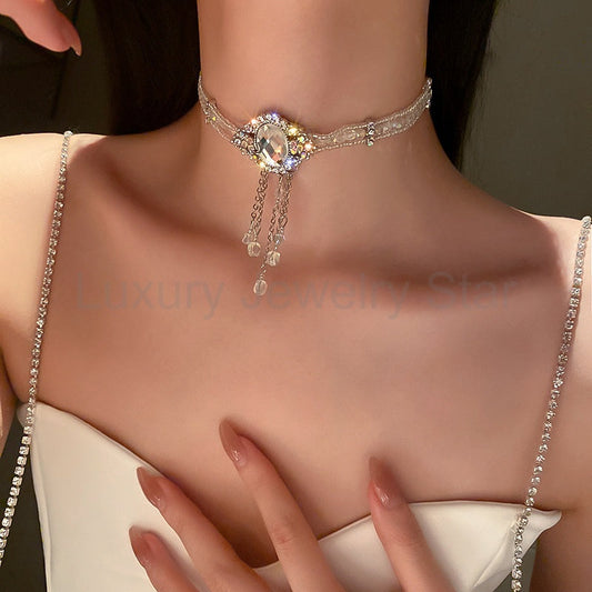 Diamond crystal clavicle Necklace - image 2