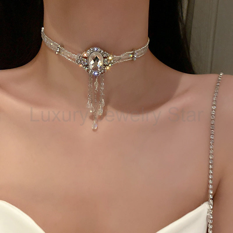 Diamond crystal clavicle Necklace - image 3
