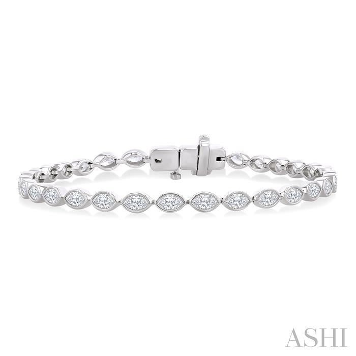 Marquise Shape East-West Bezel Set Diamond Tennis Bracelet