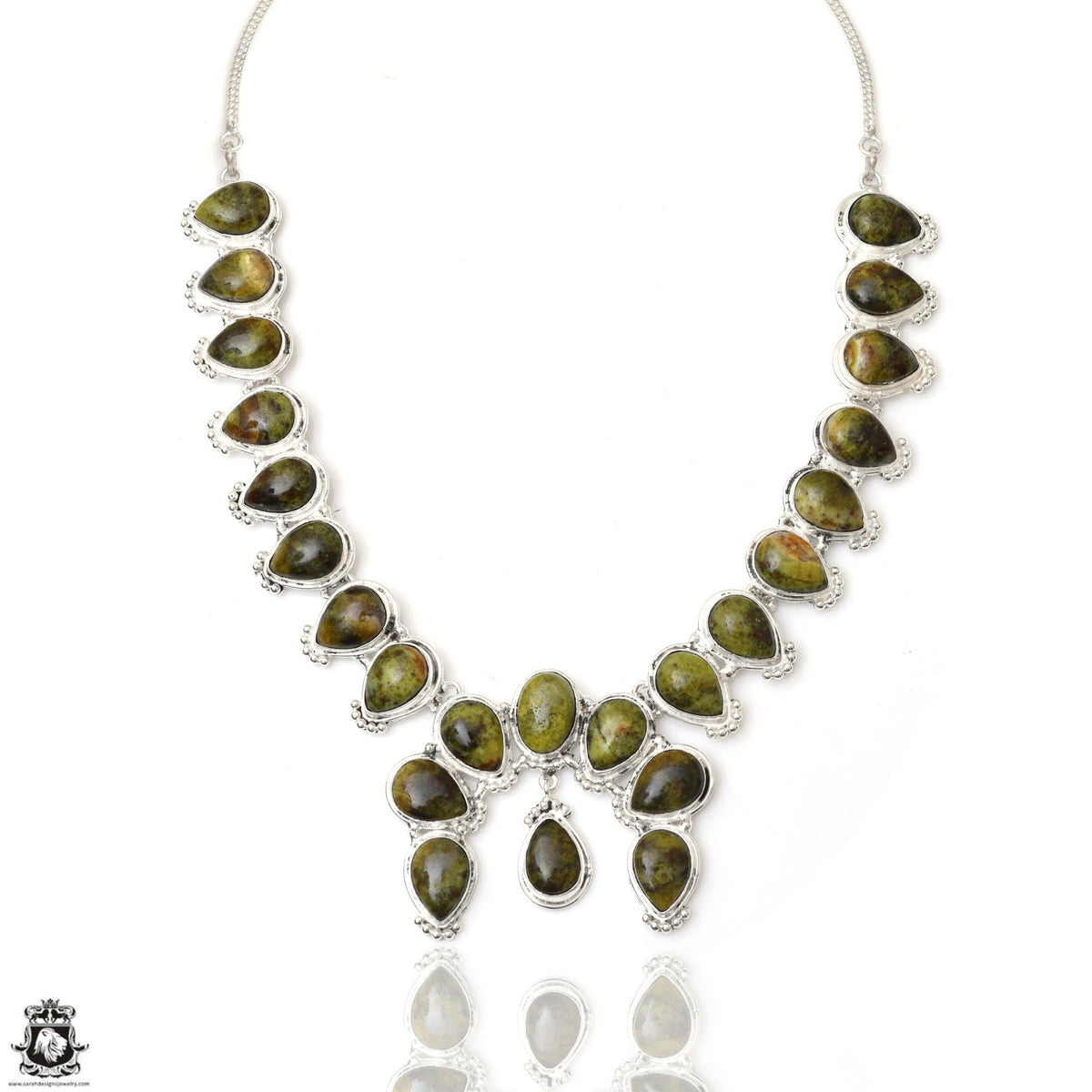 Polish Gaspéite Squash Blossom Statement Necklace BN74