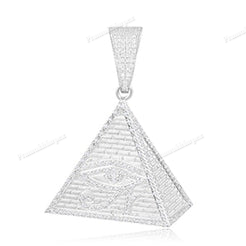 925 Sterling Silver Moissanite Evil Eye Pyramid Pendant