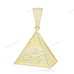 925 Sterling Silver Moissanite Evil Eye Pyramid Pendant
