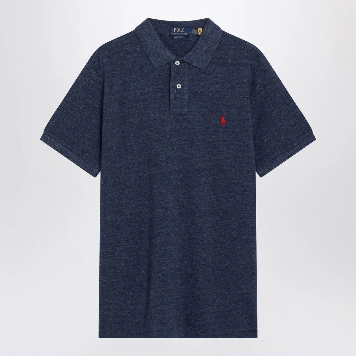 Polo Ralph Lauren - Navy mélange cotton Custom Slim-Fit polo shirt