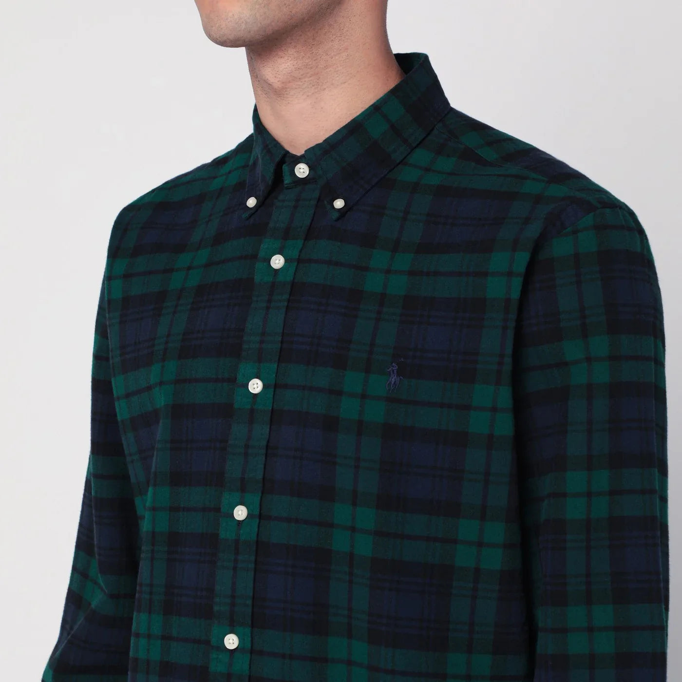 Polo Ralph Lauren - Blue navy/green check pattern shirt Custom-Fit