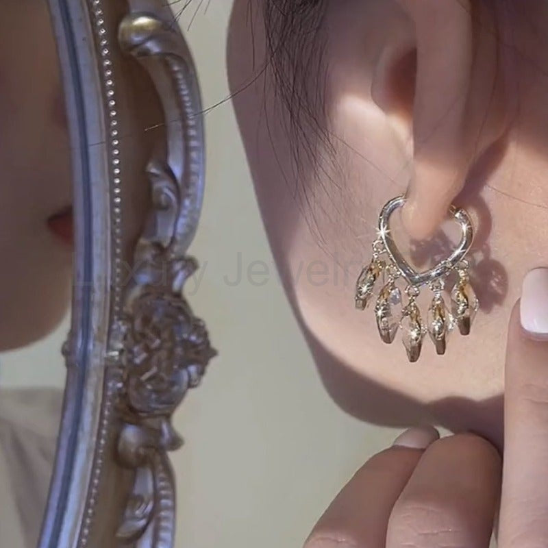 Heart Shaker CZ Hoop Earrings - image 3