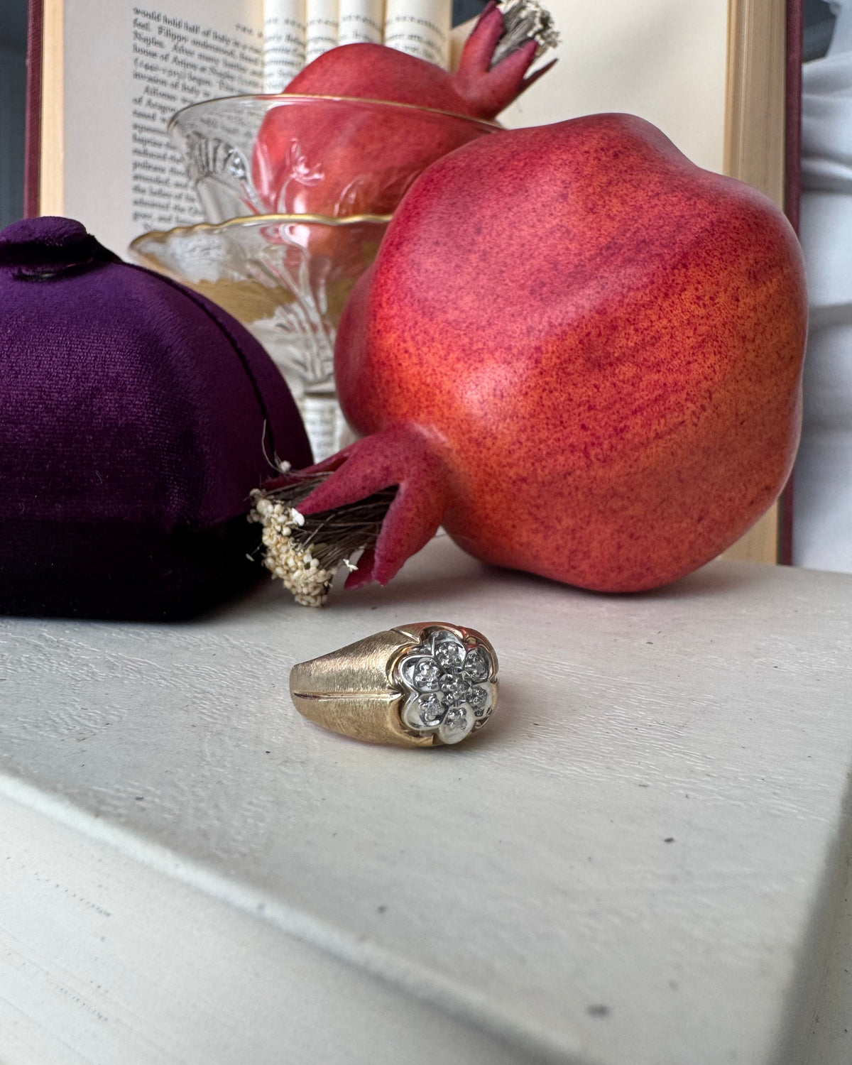 Vintage 10k Yellow Gold & Natural Diamond Cluster Ring