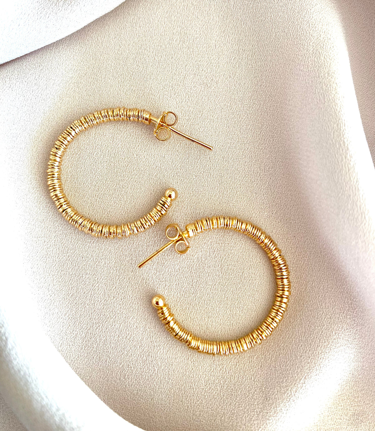 Gold Hoop Earrings Gold Filled Hoops Wire Wrapped Earrings Textured Gold Hoops Minimalist Jewelry Christmas Gifts Medium Sized Hoop Earrings