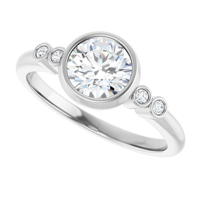 Round Diamond Brooklynn Bezel Set Accented Engagement Ring