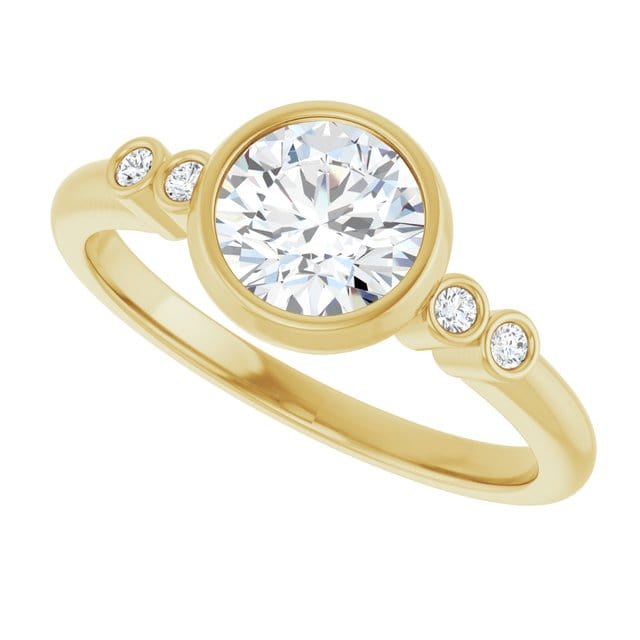 Round Diamond Brooklynn Bezel Set Accented Engagement Ring