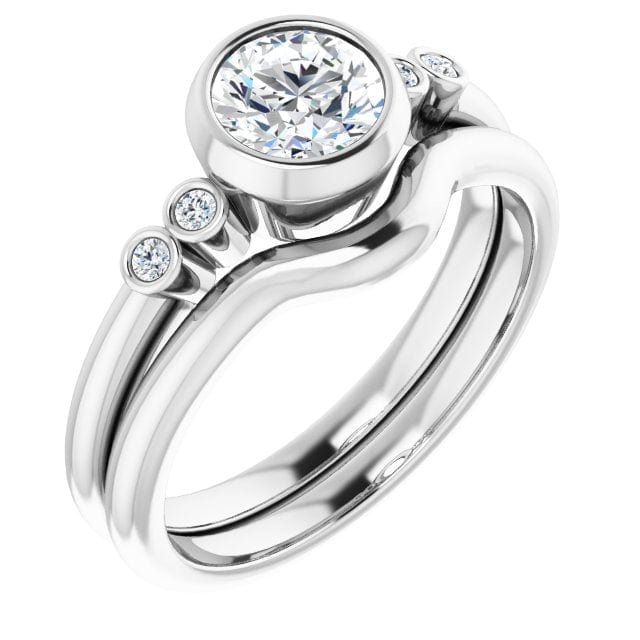 Round Diamond Brooklynn Bezel Set Accented Engagement Ring