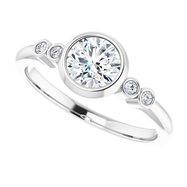 Round Diamond Brooklynn Bezel Set Accented Engagement Ring