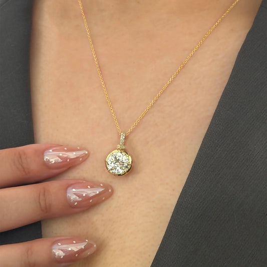 3.24 Carat Natural Old European Diamond Collet Irie Pendant