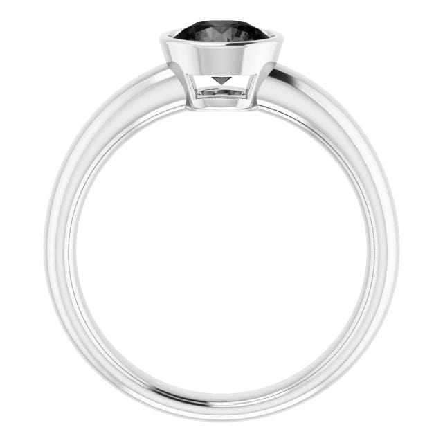 Round 1ct Black Diamond Low Profile Bezel Solitaire Engagement Ring