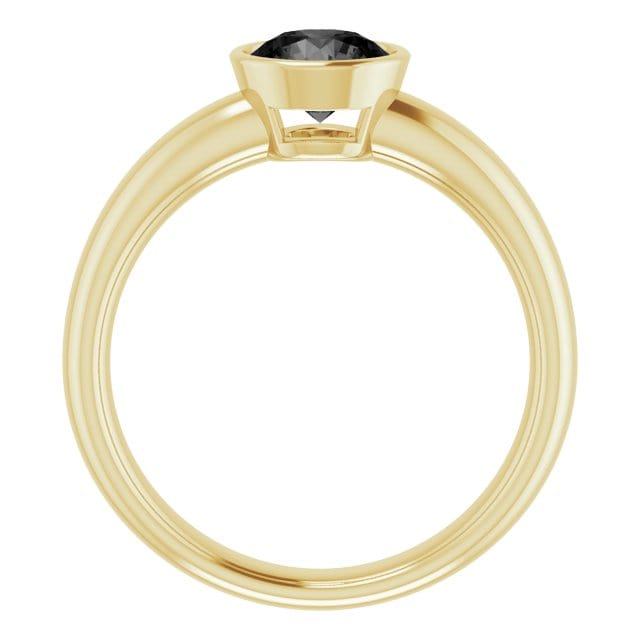 Round 1ct Black Diamond Low Profile Bezel Solitaire Engagement Ring
