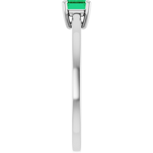 Step Cut Emerald Stacking Prong Set Solitaire Promise Ring