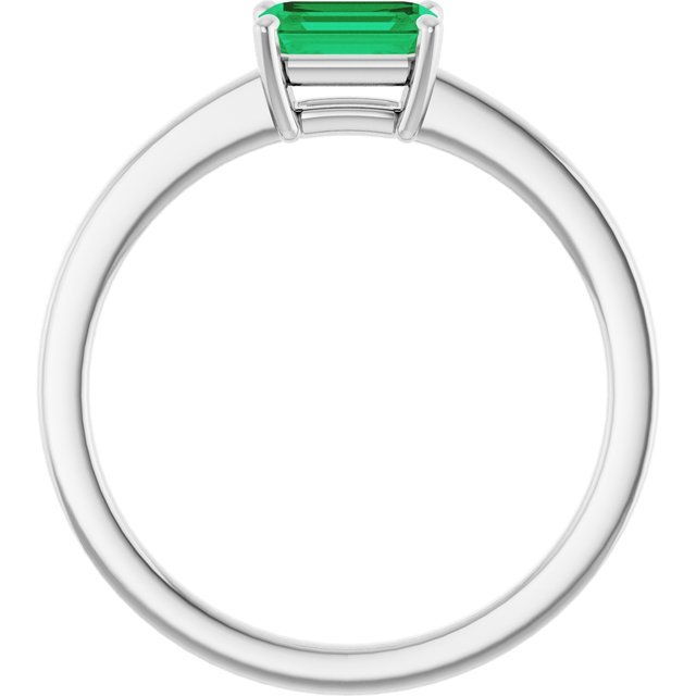 Step Cut Emerald Stacking Prong Set Solitaire Promise Ring