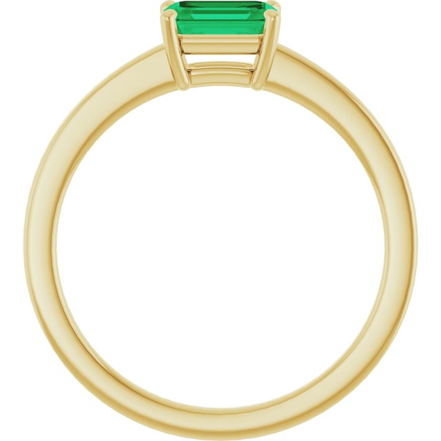 Step Cut Emerald Stacking Prong Set Solitaire Promise Ring