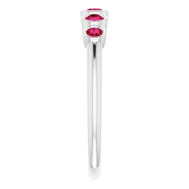 Fiona Ruby Band - Graduated Ruby Five Bezel Stacking Anniversary Ring
