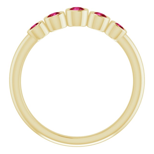 Fiona Ruby Band - Graduated Ruby Five Bezel Stacking Anniversary Ring