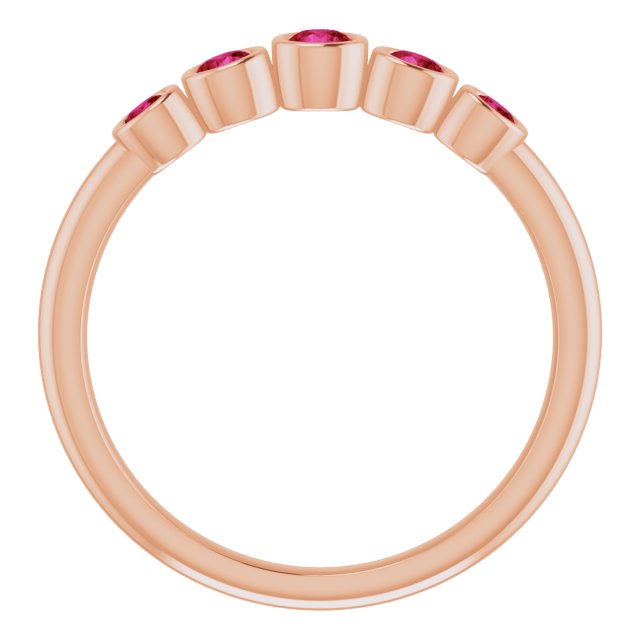Fiona Ruby Band - Graduated Ruby Five Bezel Stacking Anniversary Ring