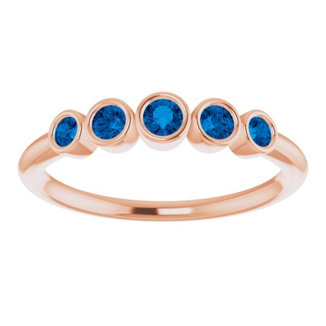 Fiona Band - Graduated Blue or White Sapphire Five Bezel Stacking Anniversary Ring