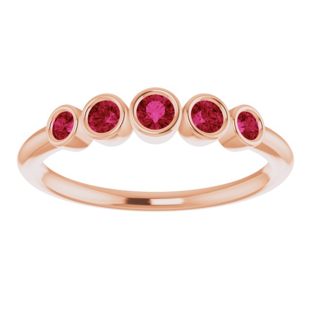 Fiona Ruby Band - Graduated Ruby Five Bezel Stacking Anniversary Ring