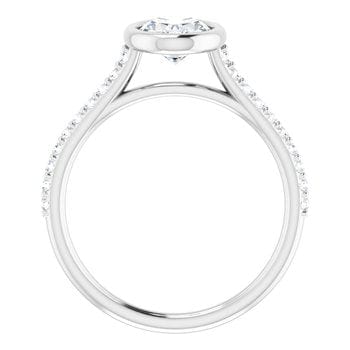 Oval Moissanite Sonia Bezel Set Diamond Accented Cathedral Engagement Ring