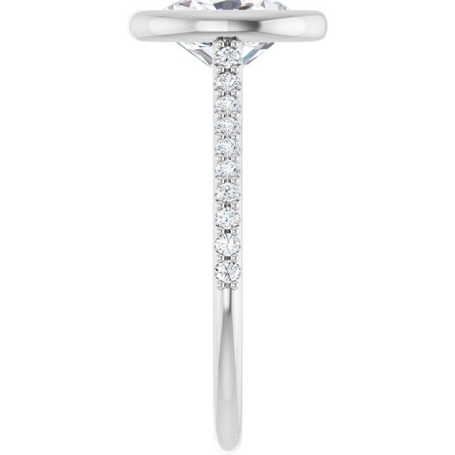 Oval Moissanite Sonia Bezel Set Diamond Accented Cathedral Engagement Ring