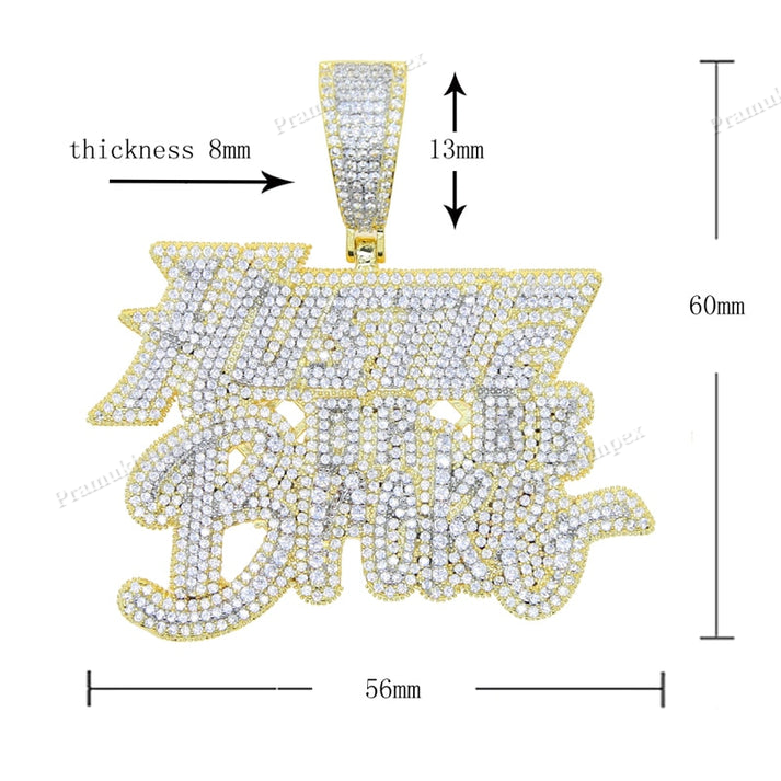 Sterling Silver Moissanite Hip Hop Letter Pendant
