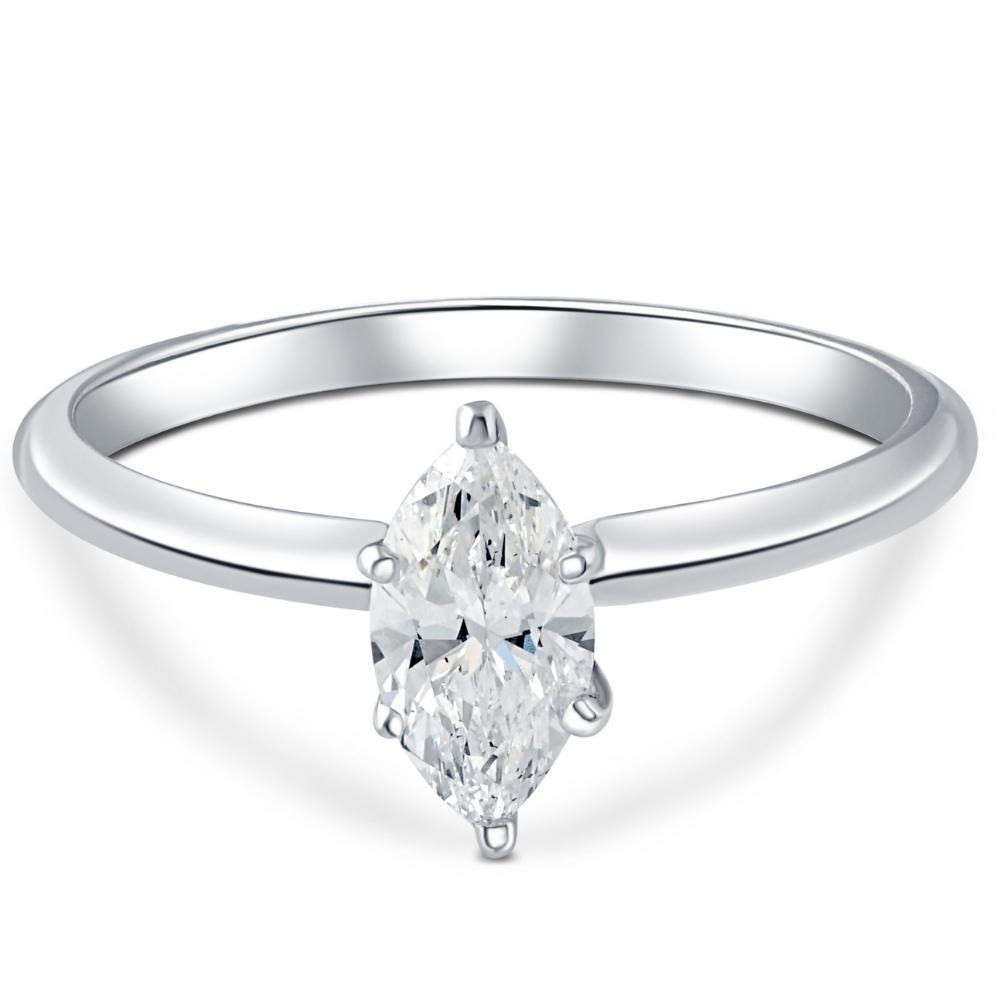 Platinum .72Ct Marquise Natural Certified Diamond Solitaire Engagement Ring