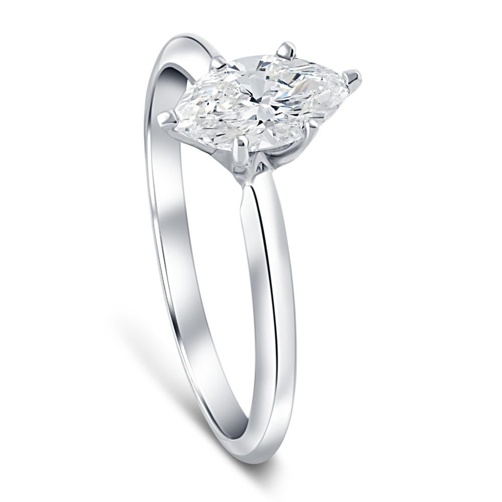 Platinum .72Ct Marquise Natural Certified Diamond Solitaire Engagement Ring
