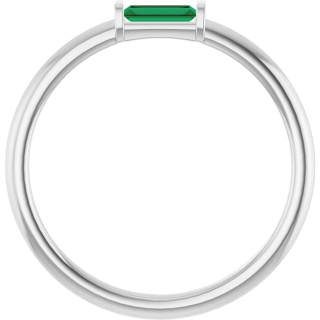 Baguette Emerald Stacking Solitaire Promise or Anniversary Ring