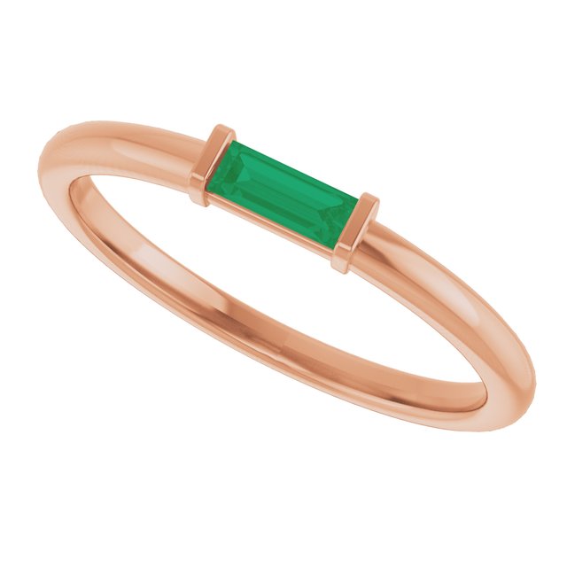 Baguette Emerald Stacking Solitaire Promise or Anniversary Ring
