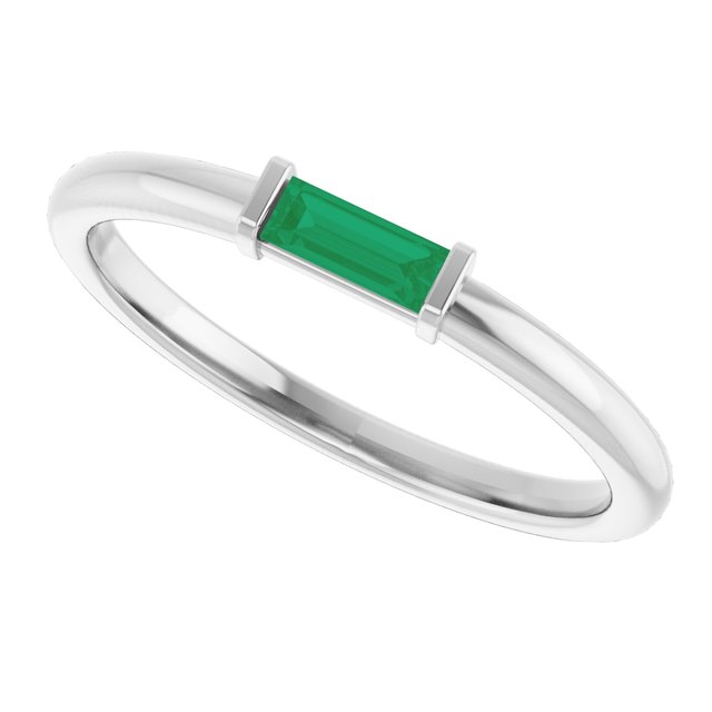 Baguette Emerald Stacking Solitaire Promise or Anniversary Ring