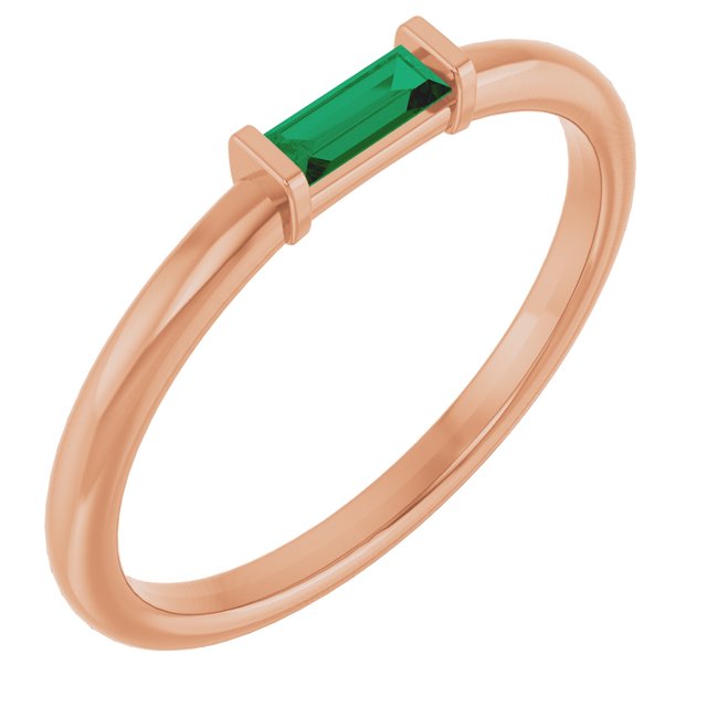 Baguette Emerald Stacking Solitaire Promise or Anniversary Ring