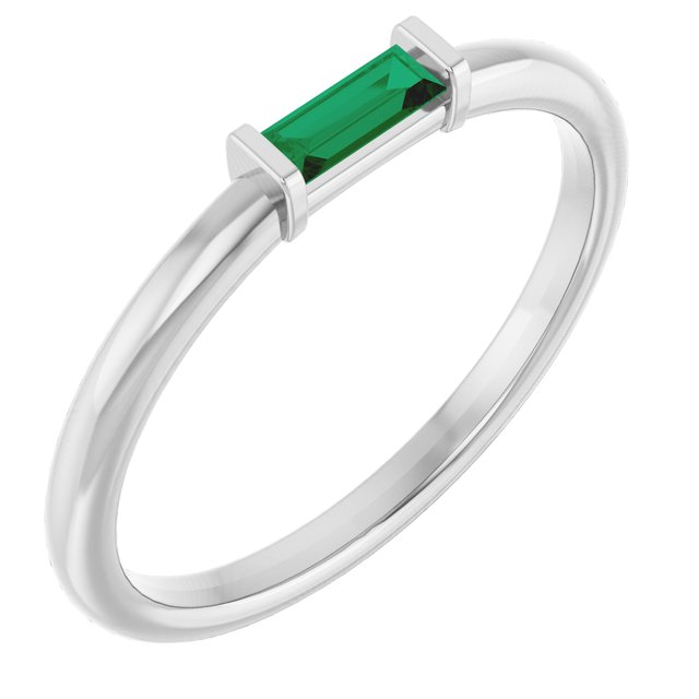 Baguette Emerald Stacking Solitaire Promise or Anniversary Ring