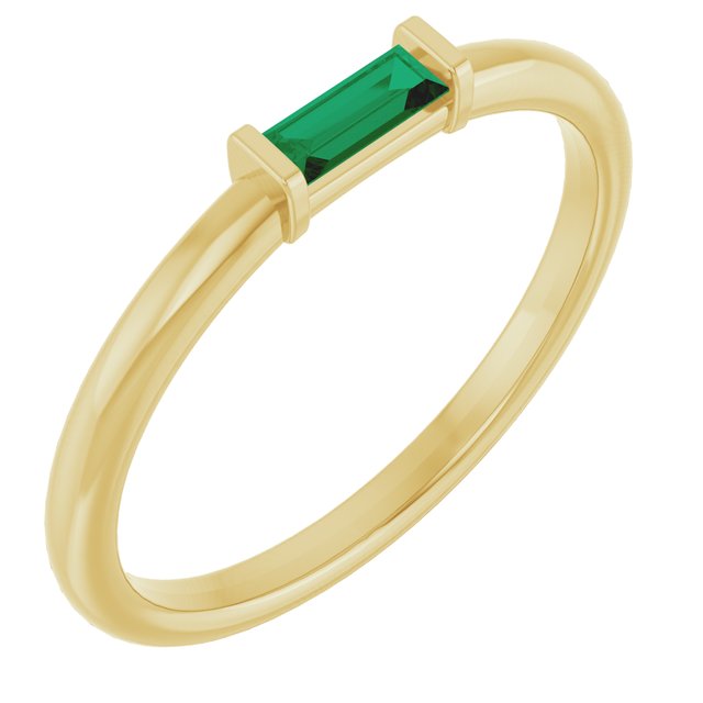 Baguette Emerald Stacking Solitaire Promise or Anniversary Ring