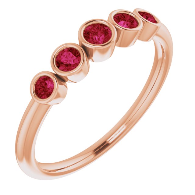 Fiona Ruby Band - Graduated Ruby Five Bezel Stacking Anniversary Ring