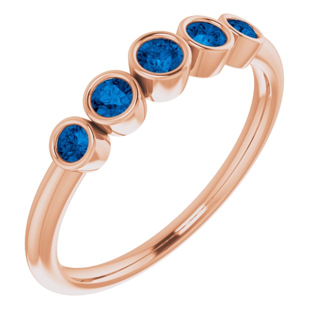 Fiona Band - Graduated Blue or White Sapphire Five Bezel Stacking Anniversary Ring