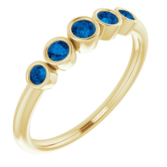 Fiona Band - Graduated Blue or White Sapphire Five Bezel Stacking Anniversary Ring