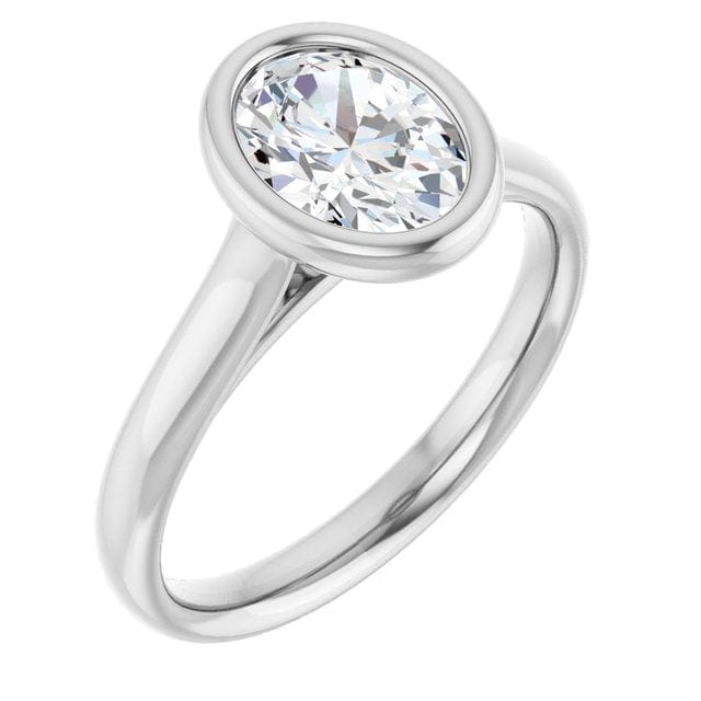 Oval Moissanite Olivia Ring Bezel Solitaire Engagement Ring