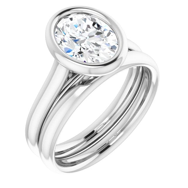 Oval Moissanite Olivia Ring Bezel Solitaire Engagement Ring